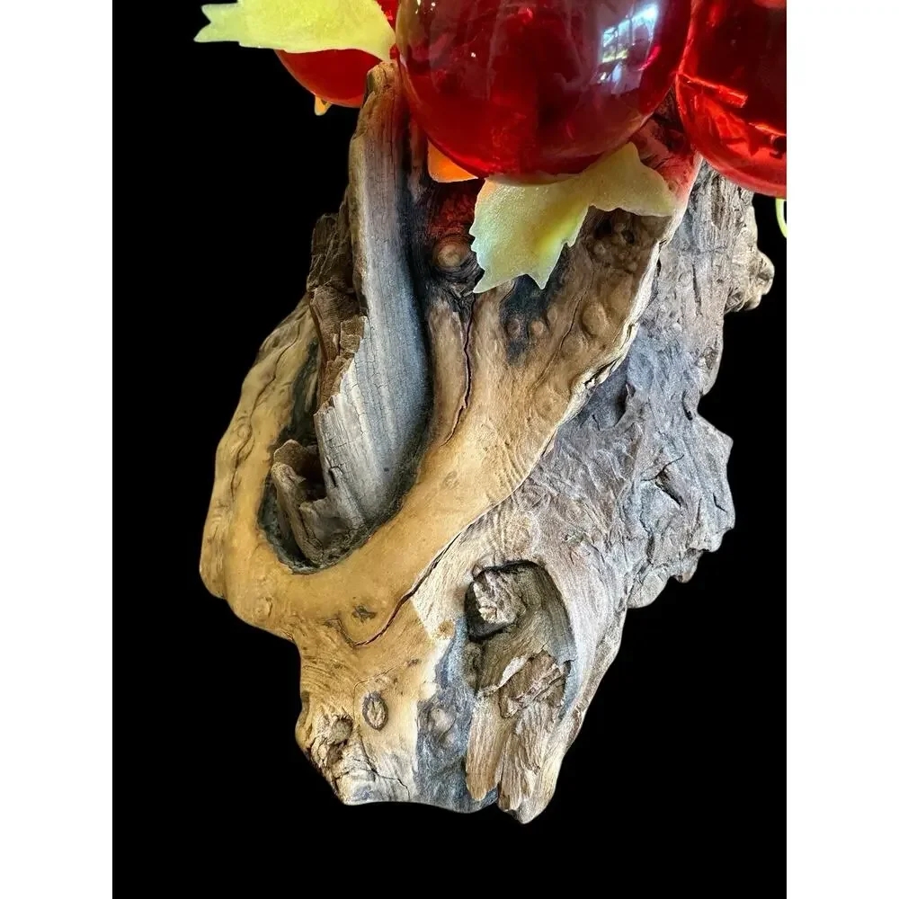 VTG 1960’s MCM Lucite Red Grape Cluster On Driftwood Base 9x6x7 in Mid-Century